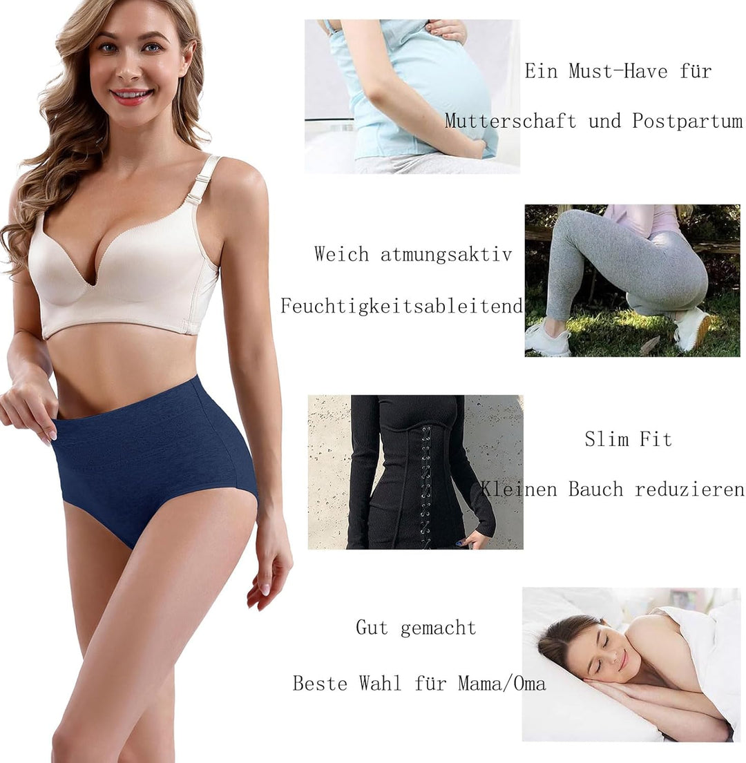 Xaanelr Damen Unterhosen Hipsters Stretch Baumwolle Hohe Taille Slips Weich Unterwäsche für Frauen M