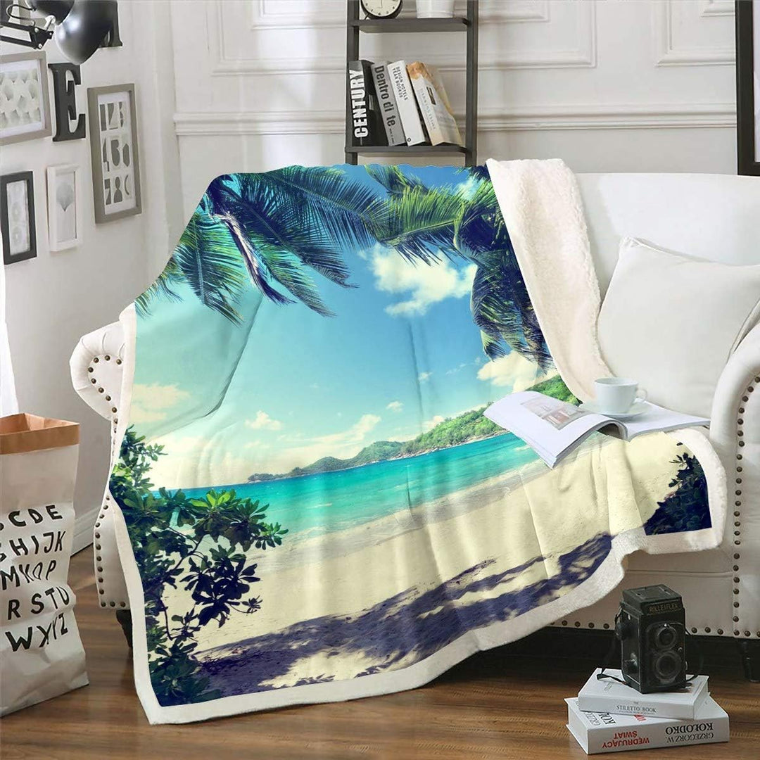 Loussiesd Hawaiian Beach Wohndecke 150x200cm Ozean Meer Gedruckte Kuscheldecke Für Kinder Tropische