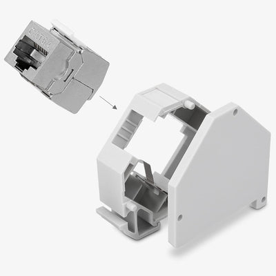 kwmobile Keystone Modul und Hutschienenadapter Set - passt auf genormte Hutschiene - 16x CAT6A Modul