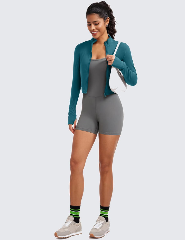 CRZ YOGA Damen Butterluxe Voller Reissverschluss Cropped Jacke Sport Pullover Slim Fit Gym Running J