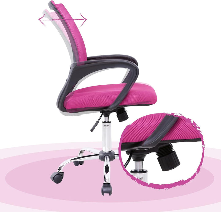 SVITA Cydney Kinder Schreibtischstuhl Bürostuhl Netzbezug Drehstuhl Stuhl Schreibtisch (Pink)