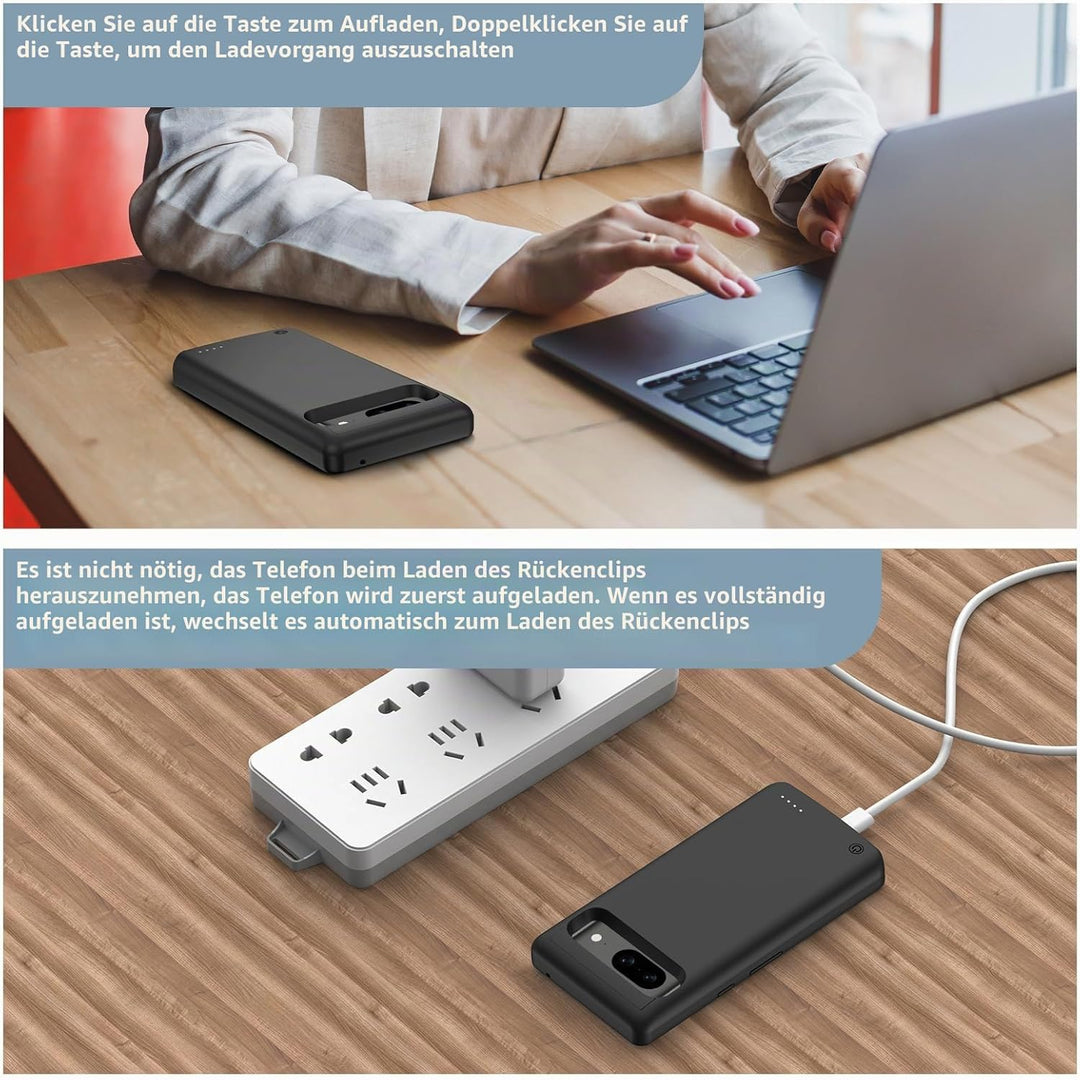 Kabellose Ladehülle für Google Pixel 8, wiederaufladbar, tragbar, hohe Kapazität, 10.000 mAh, kabell