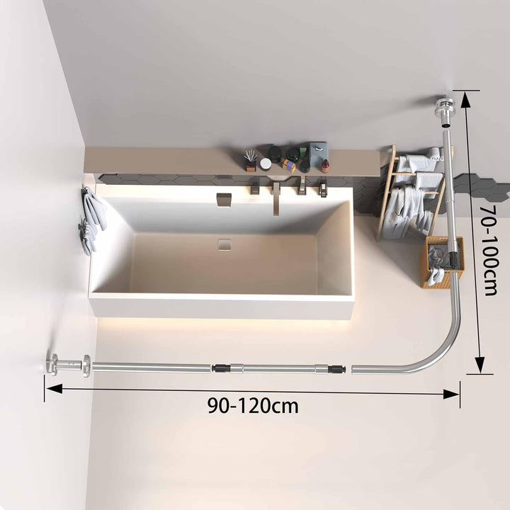 Misounda Duschvorhangstangen L Form Ecke Halterung Bohren Müssen 70-100x90-120cm Edelstahl Duschvorh