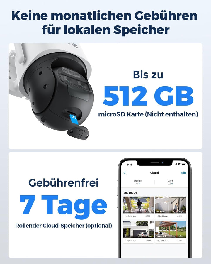 Reolink 4K PTZ Überwachungskamera Aussen Akku mit Auto-Tracking & Auto-Zoom, Dual Lens, 8MP Solar WL
