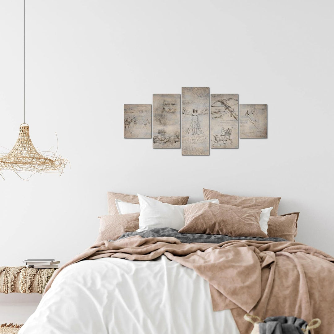 Runa Art Wandbilder Leonardo Da Vinci 5 Teilig Bild auf Vlies Leinwand Deko Wohnzimmer Schlafzimmer