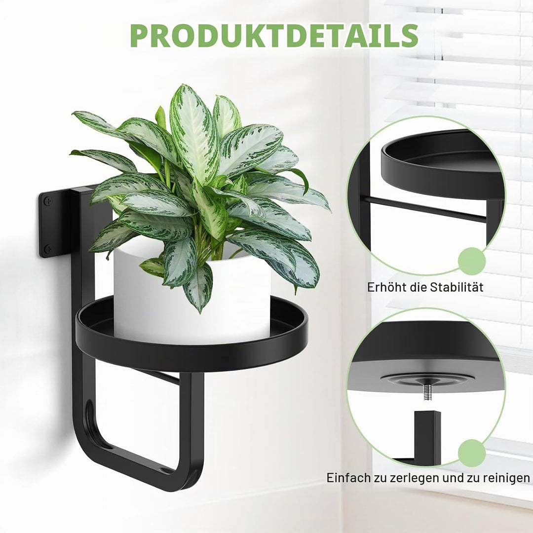 2er Set Metall Pflanzenregal Wand, 20cm Blumenständer zur Wandmontage, Pflanzenständer für Blumentop