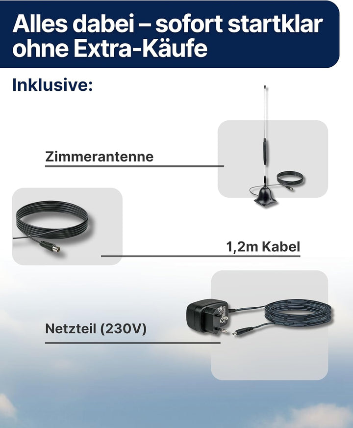 SCHWAIGER 20310 DVBT-2 Antenne Zimmerantenne Digital Analog TV HD Innenbereich Signalverstärkung Ver