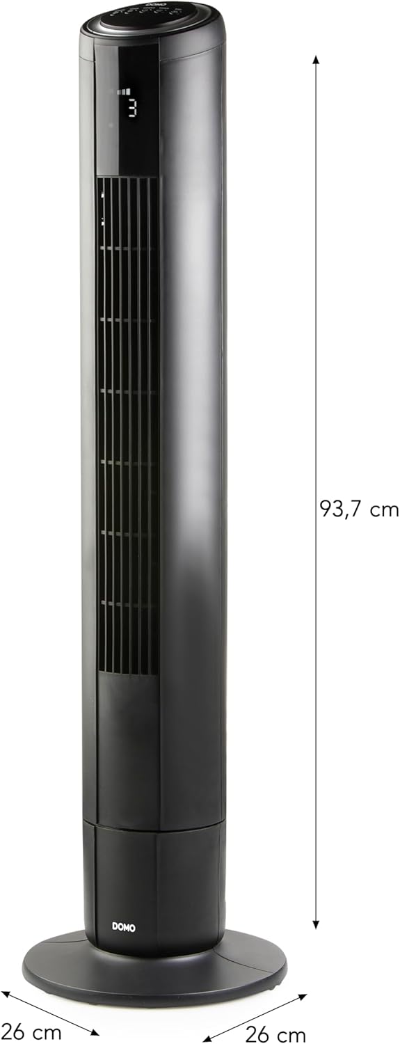DOMO DO8152 Turmventilator mit Fernbedienung – 3 Geschwindigkeiten – 4 Modi – 8 Stunden Timer – Oszi