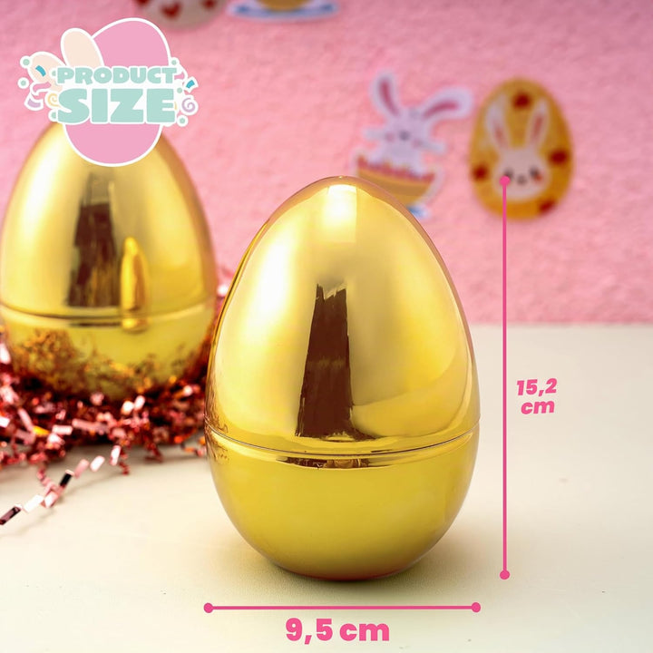 JOYIN 12 Stück riesige goldene Eier 15,2cm grosse metallische Plastik-Ostereier befüllbare Leere Übe