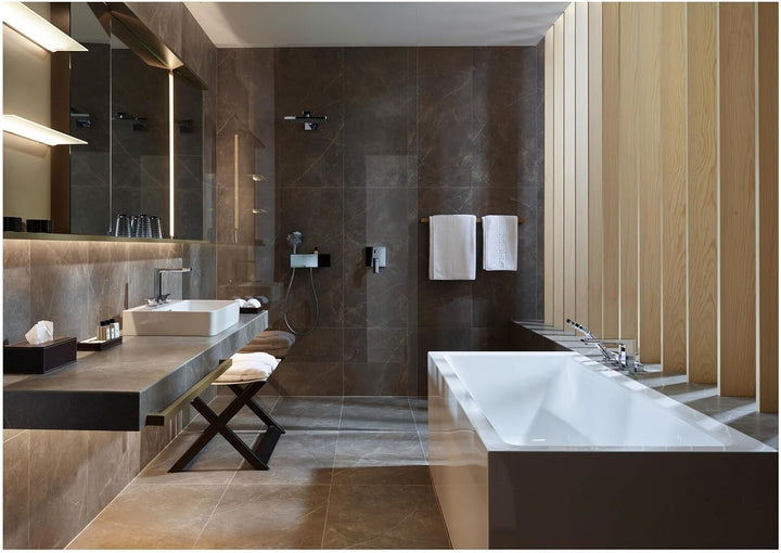 hansgrohe 3-Loch Waschtischarmatur Metropol, Wasserhahn Bad mit Auslauf Höhe 160 mm, mit Push-Open A