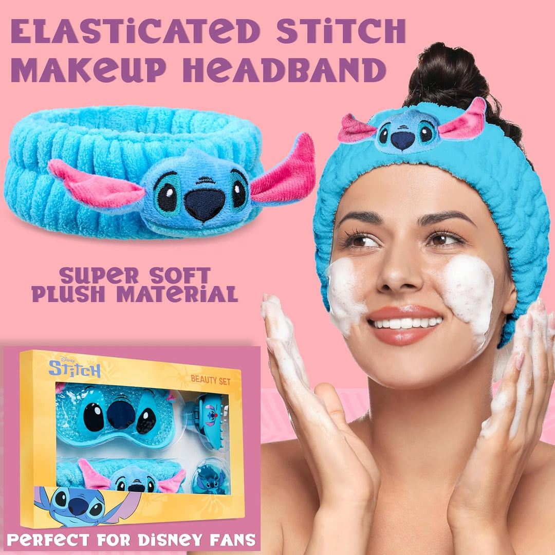 Disney Stitch Beauty Set für Damen mit kühlender Augenmaske & Haar-Accessoires (Blau), Blau