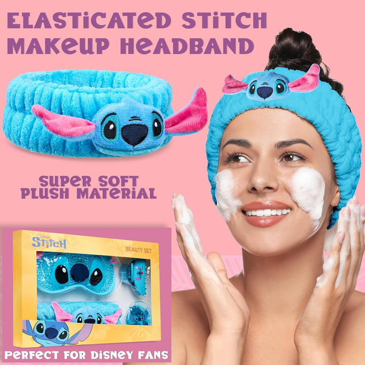 Disney Stitch Beauty Set für Damen mit kühlender Augenmaske & Haar-Accessoires (Blau), Blau