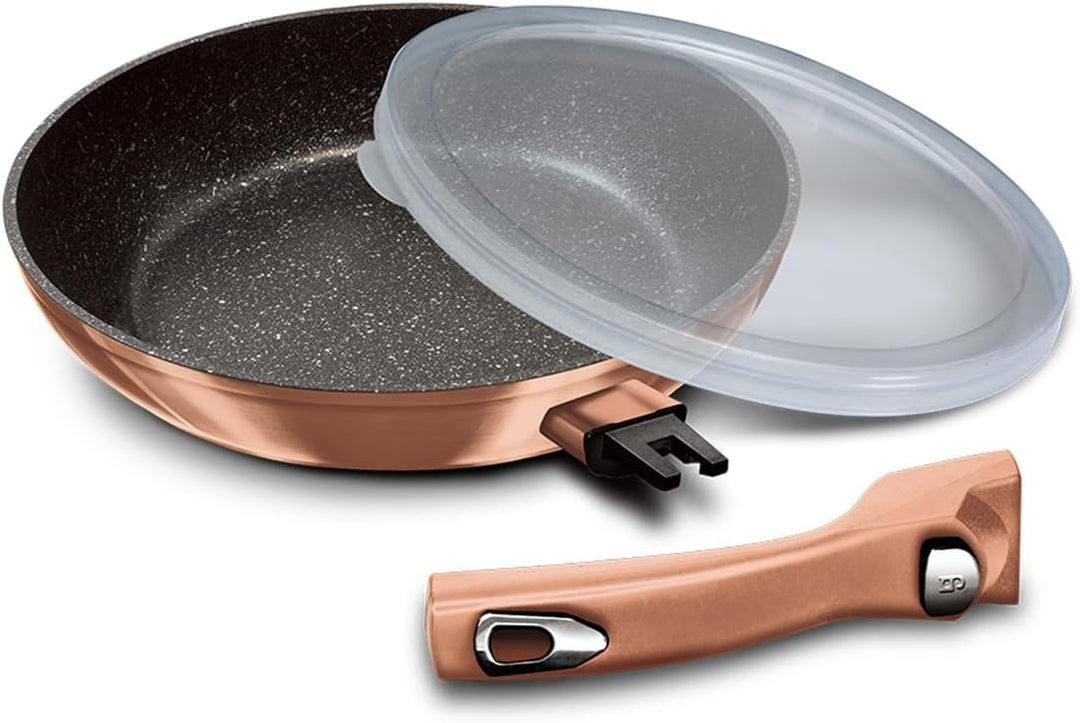 Berlinger Haus BH/7038 Bratpfannen-Set mit abnehmbarem Griff, Metallic Line Rose Gold Edition 5-teil