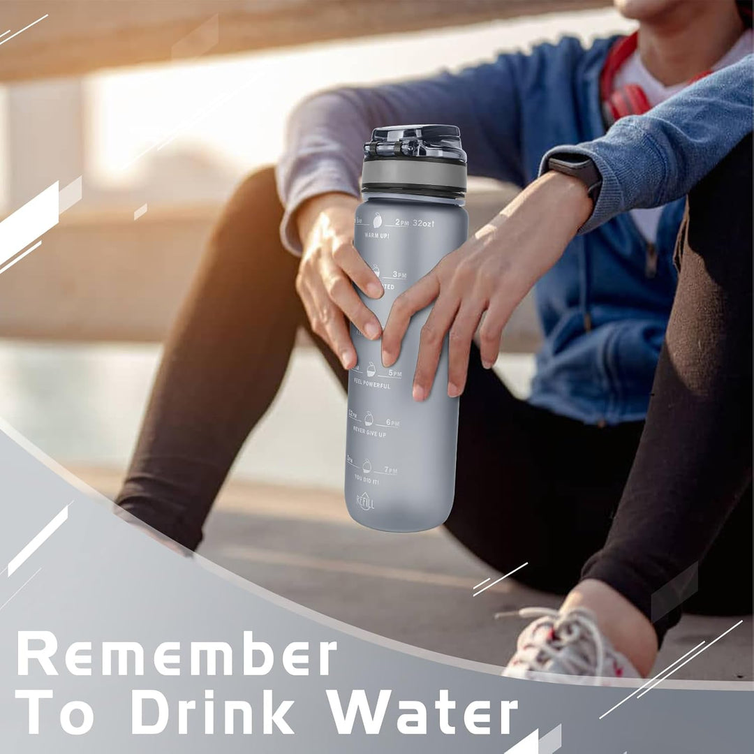 Trinkflasche 1L BPA freie Wasserflasche mit Verschlussdeckel und auslaufsicher, geeignet für Fitness