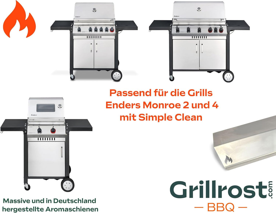 Grillrost.com Das Original Edelstahl Aromaschiene für Enders - Brennerabdeckung für Monroe 2/4 mit S