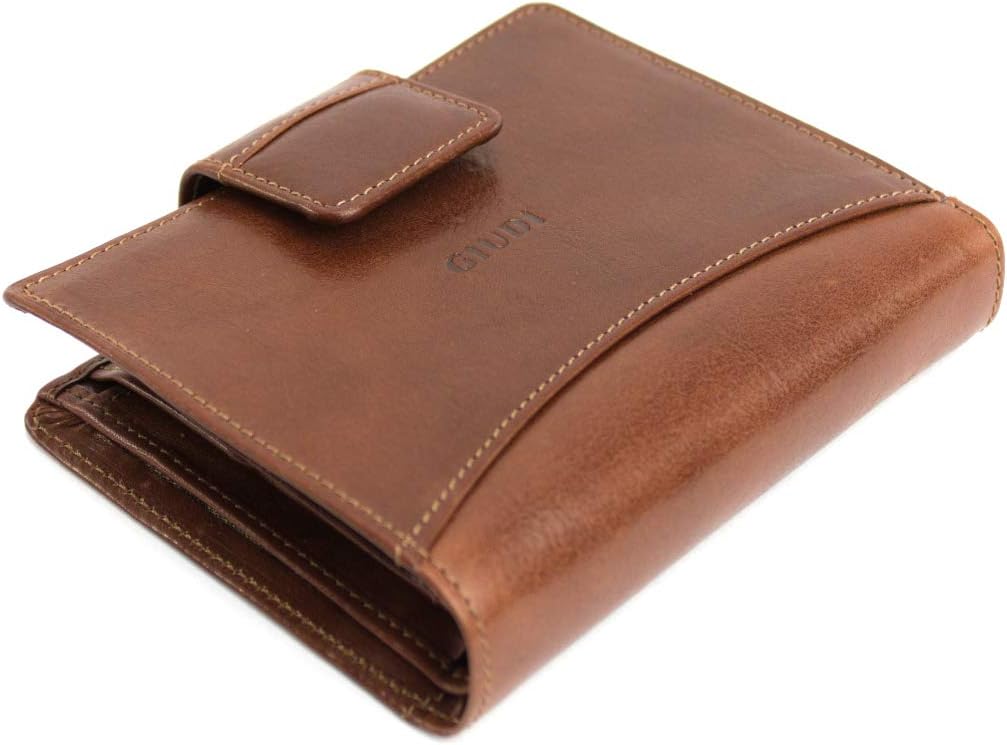 Giudi Geldbörse Damen Leder Mittel-Gross Echtleder Portemonnaie (Braun), Braun