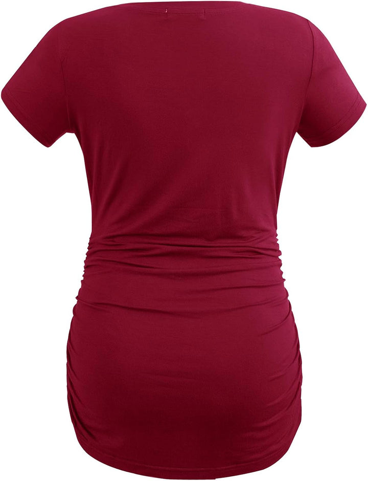 Smallshow Damen Umstandstop V Hals Schwangerschaft Seite Geraffte Umstandskleidung Tops T Shirt 3 Pa