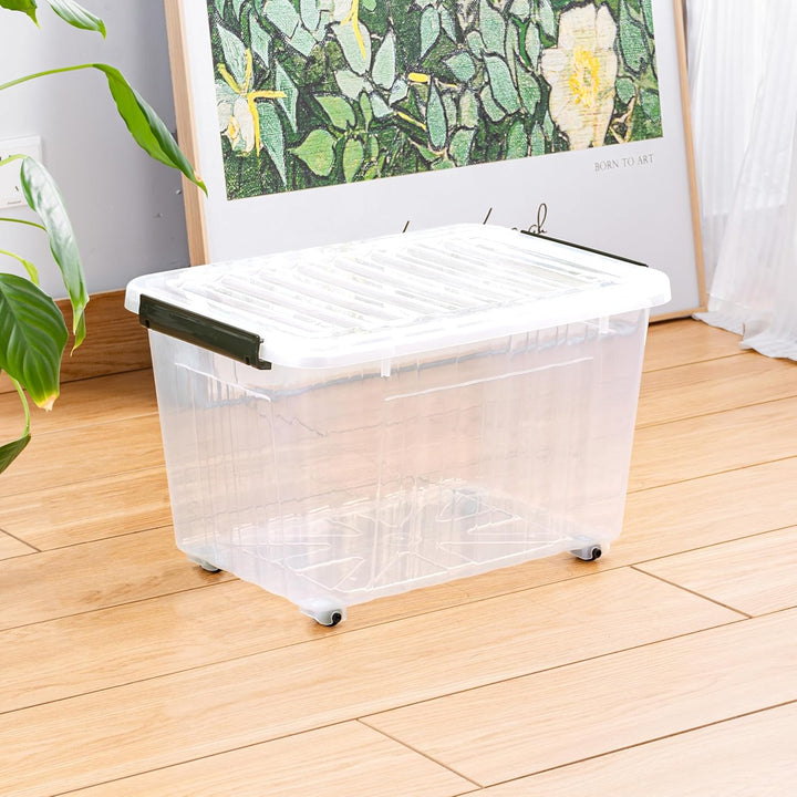 Cetomo,35L*4,4er-Pack, Aufbewahrungsbox mit deckel,Aufbewahrungsboxen, mit Clips, stapelbar, Wohnzim