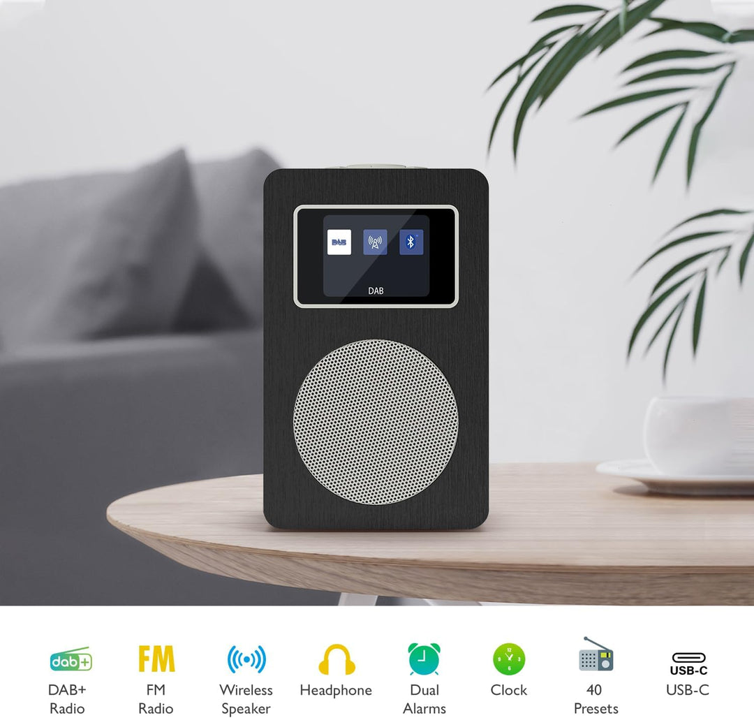 MangoKit MD4 DAB Radio mit Bluetooth,DAB Plus Digitalradio,UKW Radio,Küchenradios,Netz- und Batterie