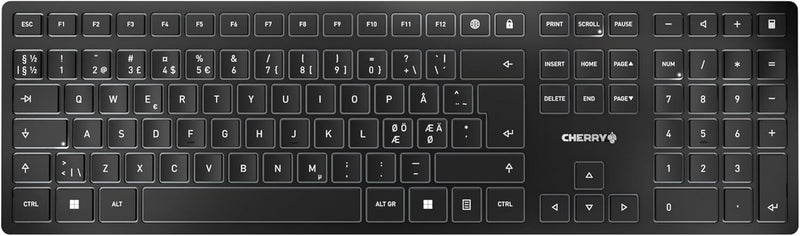 CHERRY KW 9100 Slim, kabellose Design-Tastatur, Pan-Nordisches Layout (QWERTY), wahlweise Bluetooth®