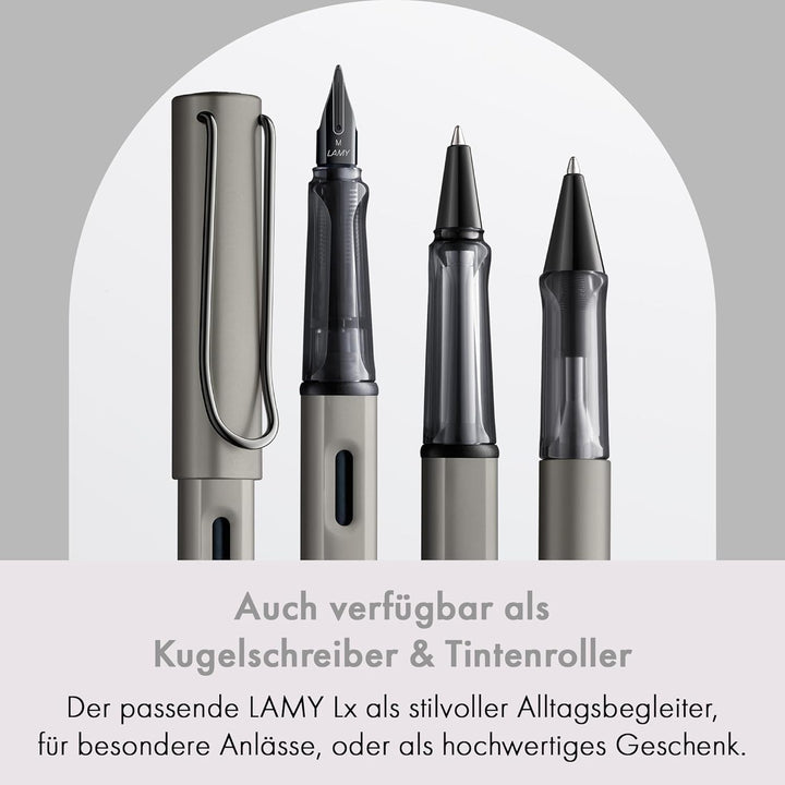 LAMY 1231307 Lx Füllhalter 57 – Füller aus Aluminium eloxiert in der Farbe Ruthenium mit transparent