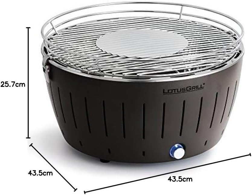 LotusGrill Kohlegrill Serie 435 XL, 43,5 x 35 x 25,7 cm, Anthrazitgrau Anthracite, Anthracite