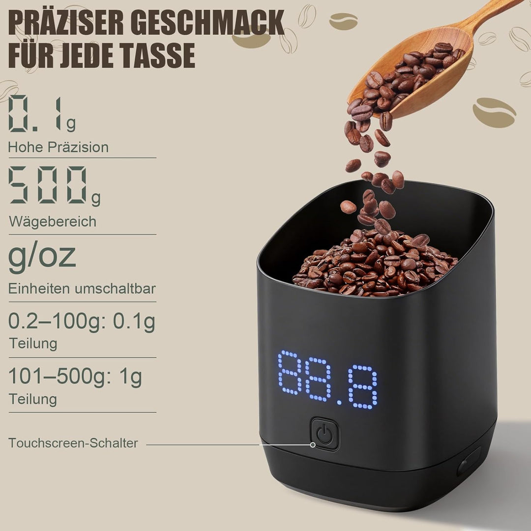 Digitale Kaffeewage mit LED-Display, Digitale Dosiermessbecher für Kaffeebohnen, Tee & Gewürze, Espr