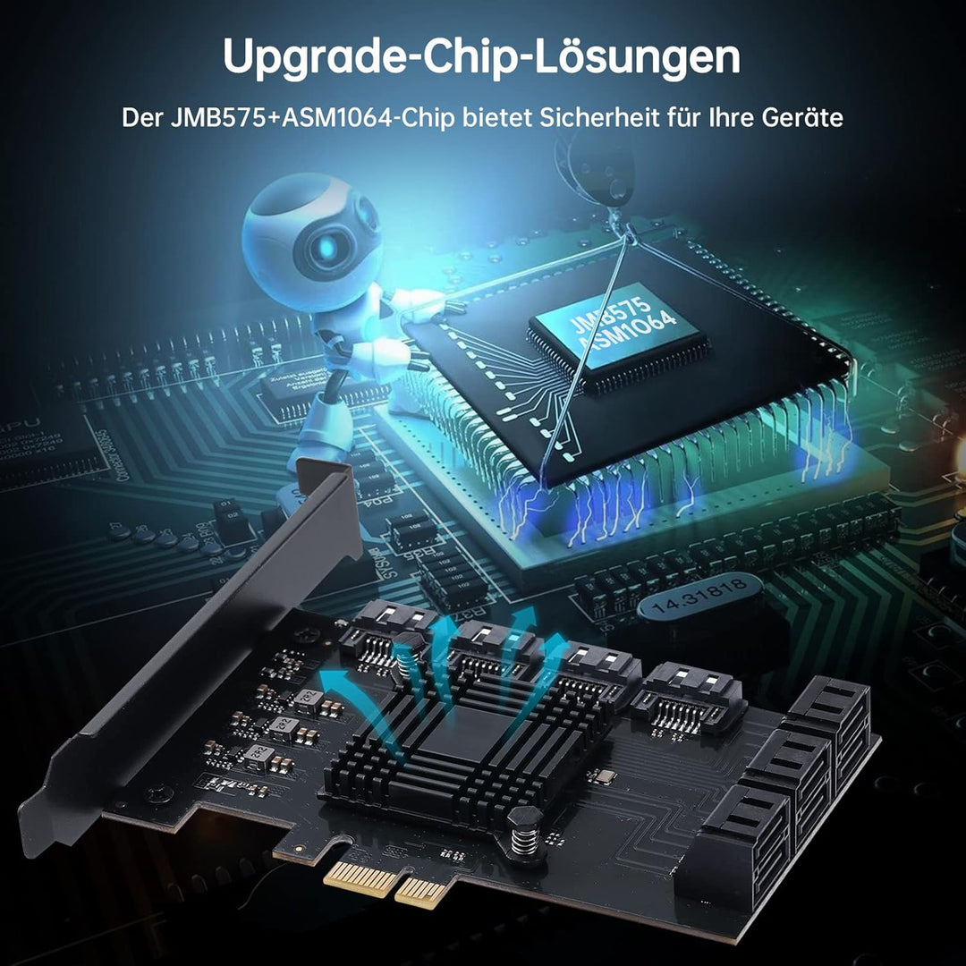 PCIE zu SATA Karte 10 Port mit 10 SATA Kabel, 6Gbps SATA 3.0 Controller PCI Express Erweiterungskart