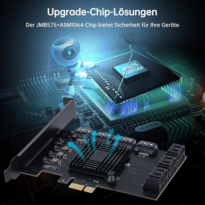 PCIE zu SATA Karte 10 Port mit 10 SATA Kabel, 6Gbps SATA 3.0 Controller PCI Express Erweiterungskart