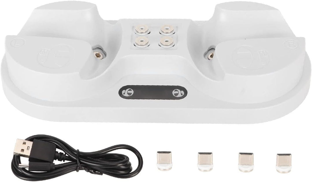 Ladestation für VR2, Dual-Controller-Ladestation, mit 4 Typ-C-Magnetanschlüssen, Typ-C-Ladekabel, LE