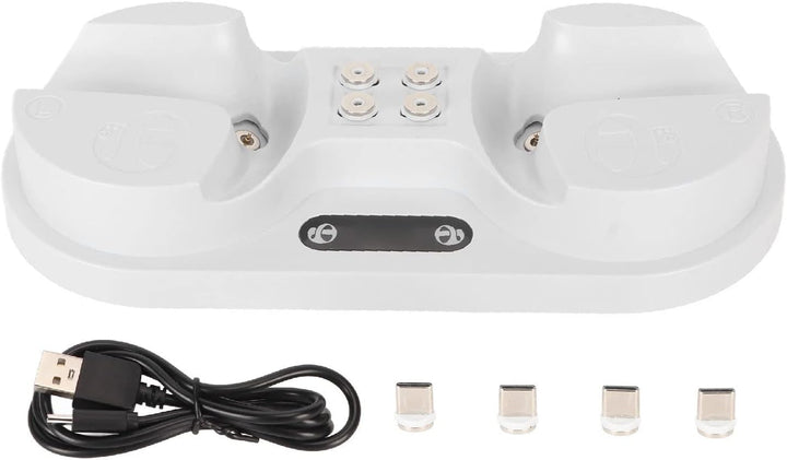 Ladestation für VR2, Dual-Controller-Ladestation, mit 4 Typ-C-Magnetanschlüssen, Typ-C-Ladekabel, LE