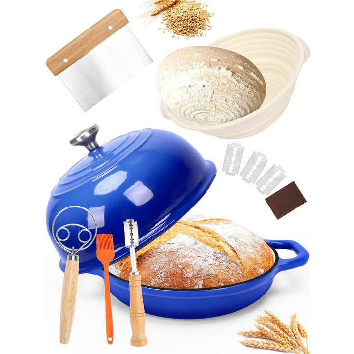 GFTIME Gusseisen Topf Brot Backen, Schmortopf Gusseisen Topf mit Deckel, Dutch Oven Brotbacktopf mit