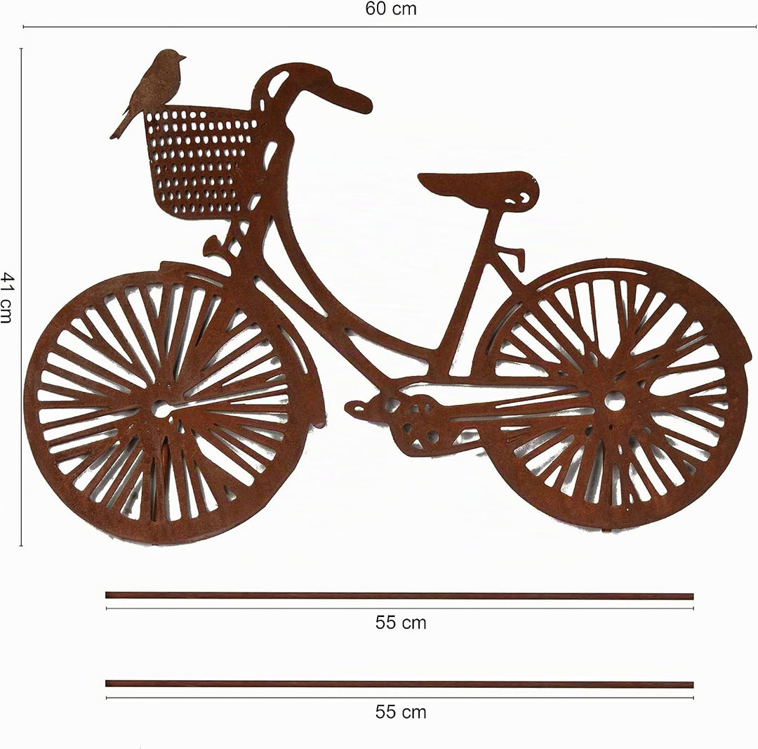 UNUS Garden Fahrrad Gartenstecker, Hollandrad Gartendeko Rostoptik, Roststecker aus Edelrost Metall,