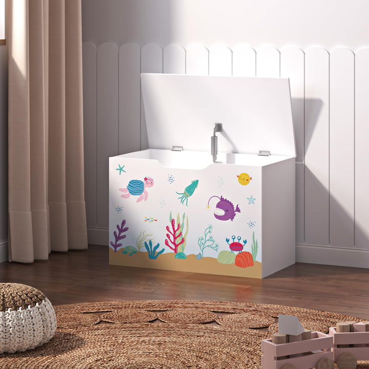 [en.casa] Spielzeugkiste Oleiros mit aufklappbarem Deckel Aufbewahrungsbox für Kinderzimmer Bücher S