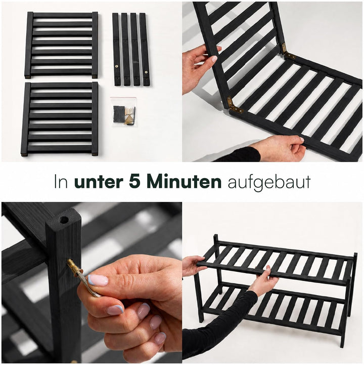 Schuhregal aus Bambus, Schuhablage mit 2 Ebenen, 68 x 28 x 32 cm, Erweiterbar Stapelbar, Schuhschran