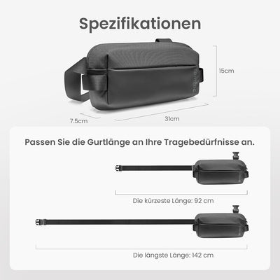 tomtoc Kompakt Sling Bag, 4L Minimalistisch Brusttasche Umhängetasche Schultertasche für Herren und
