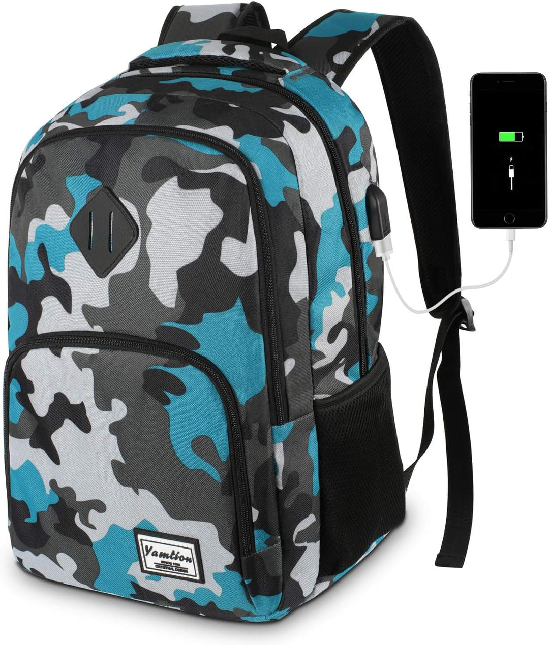 YAMTION Rucksack Jungen Teenager,Schulrucksack mit USB-Ladeanschluss und 15.6 Zoll Laptopfach für Sc