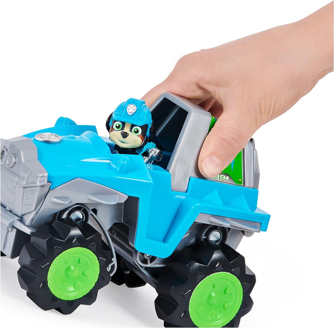 PAW Patrol Dino Rescue Deluxe Fahrzeug von Rex, inklusive Rex-Spielfigur und Überraschungs-Dinosauri