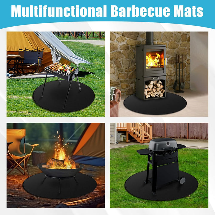 Rund Feuerfeste Unterlage, 120cm/48in BBQ Hitzeschutzmatte Wiederverwendbar Gross Grillmatte FüR Gas