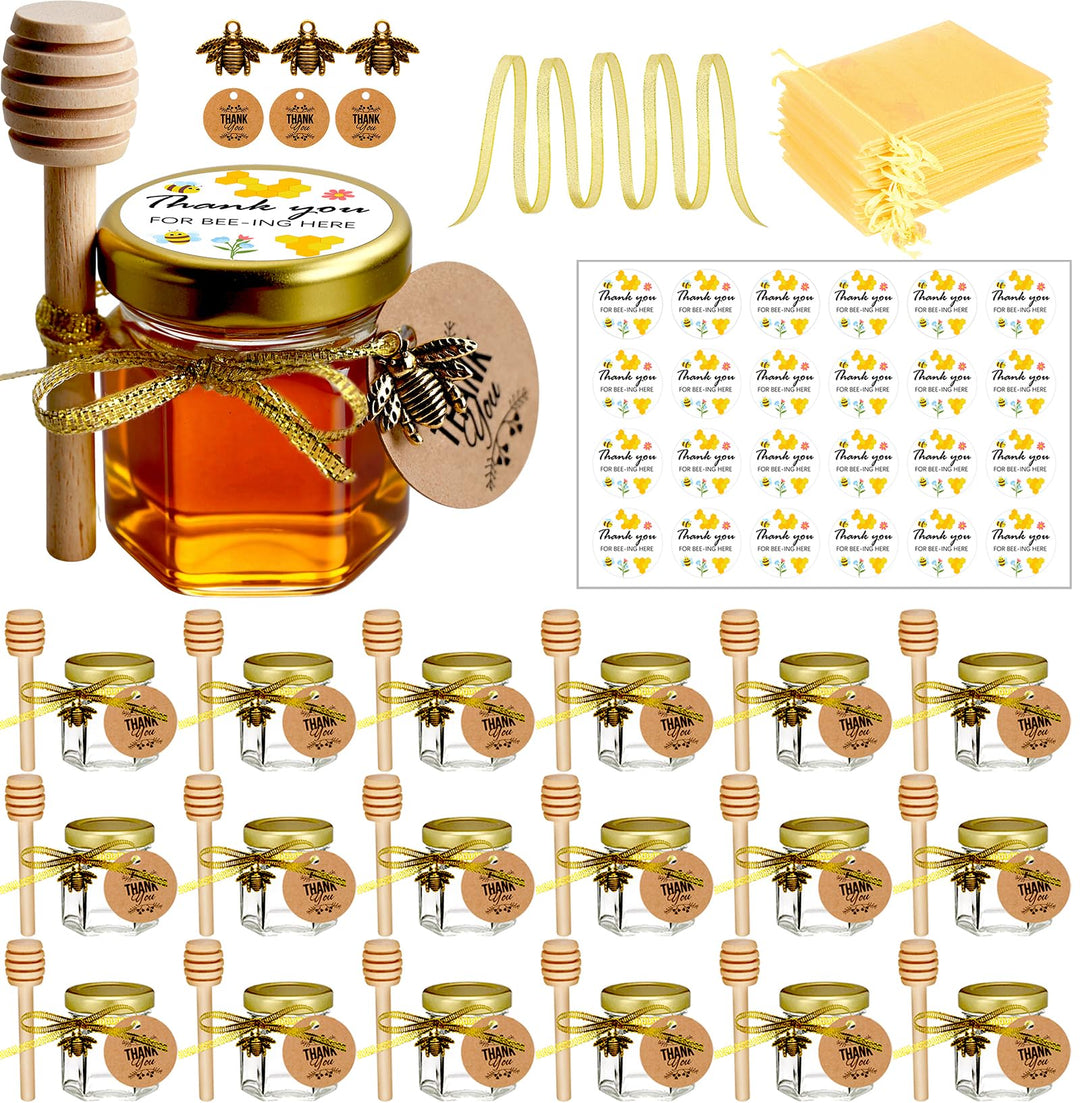 Ahhute Honiggläser Klein, Mini Honigglas Mit Honiglöffel, Honiggläser Mit Deckel Gastgeschenke Hochz