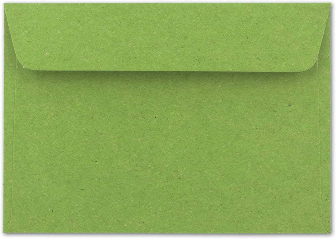 100x Vintage Umschläge in hellgrün (grün) - DIN B6 125 x 176 mm - 120 g/m² Kraftpapier Recycling Ums