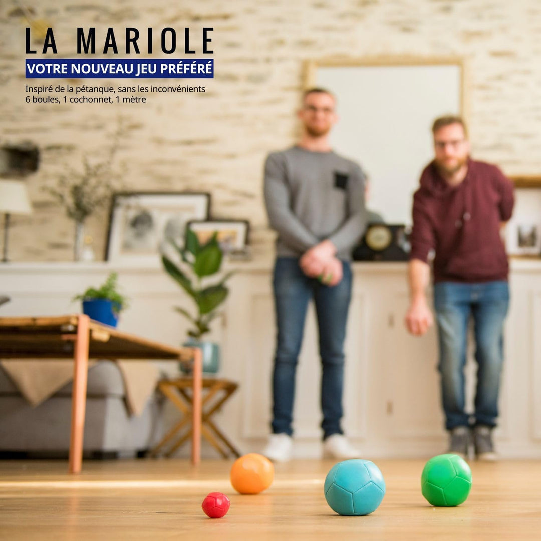 LA MARIOLE – Boccia-Kugeln für alle Terrain Innen und Aussen – Offizielles Pack V4 Blau und Grau, Bl