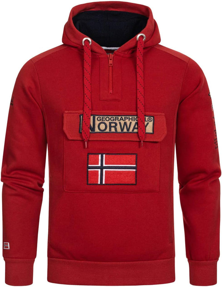 Geographical Norway GYMCLASS Men - Herren Kängurutasche Hoodie Sweatshirt mit Markenlogo und Langarm