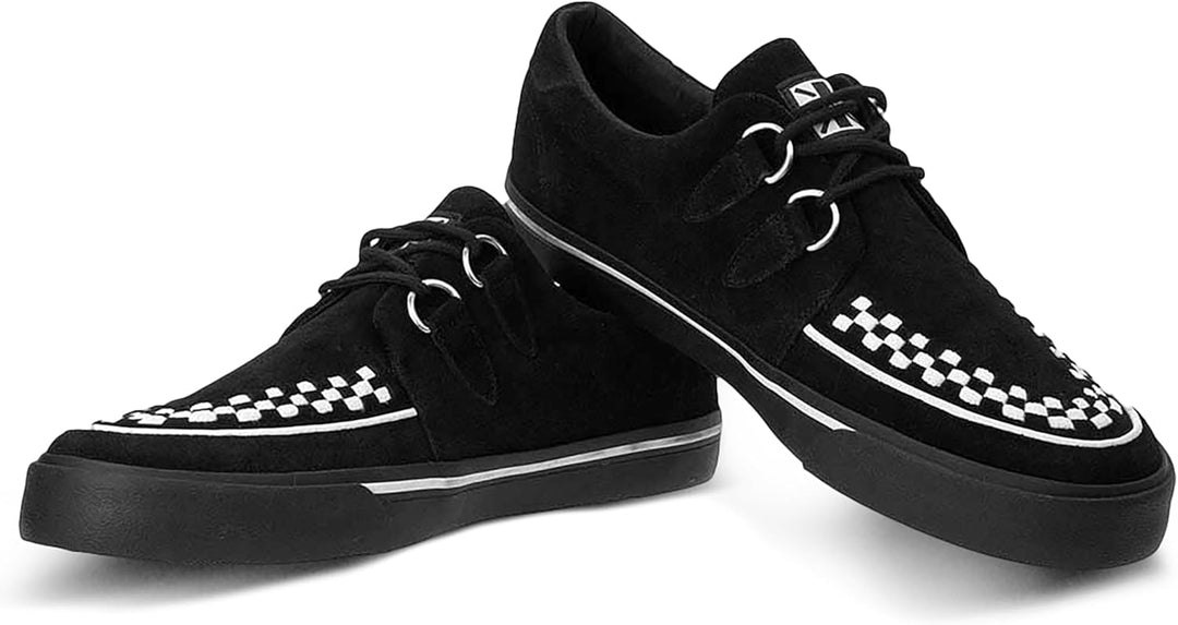 T.U.K. Unisex Leather Creeper Niedrige Sneaker 37 EU Black Suede White Interlace, 37 EU Black Suede