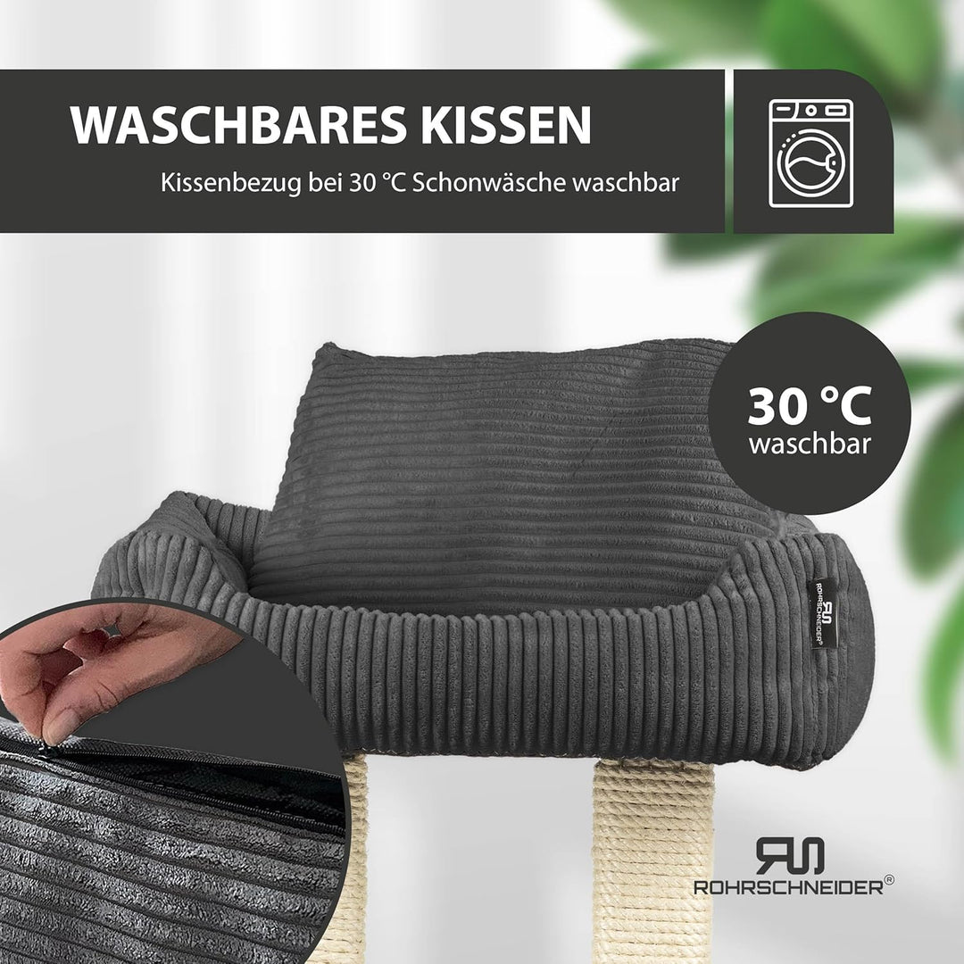 Rohrschneider moderner Kratzbaum Wolly | Made in Germany | Kleiner Katzenbaum mit 2 Breiten Kratzsäu