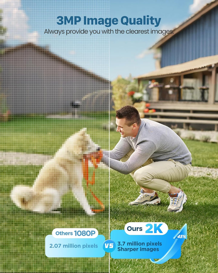 Überwachungskamera Aussen Akku und Solar Bewegungsmelder: 2K WLAN Kamera Outdoor Kabellos - 360° PTZ