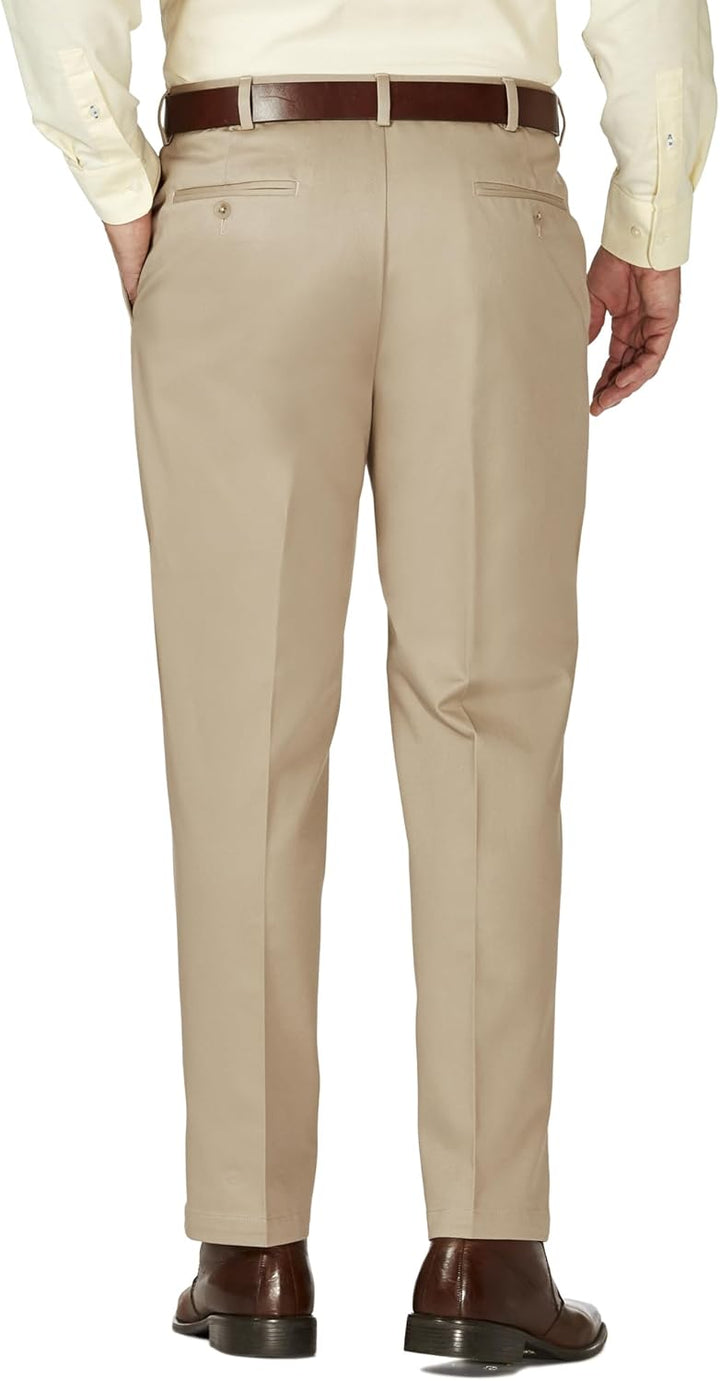 Haggar Herren Arbeitshose ohne Eisen mit versteckter erweiterbarer Taille, Khaki - Beige - 44W / 29L