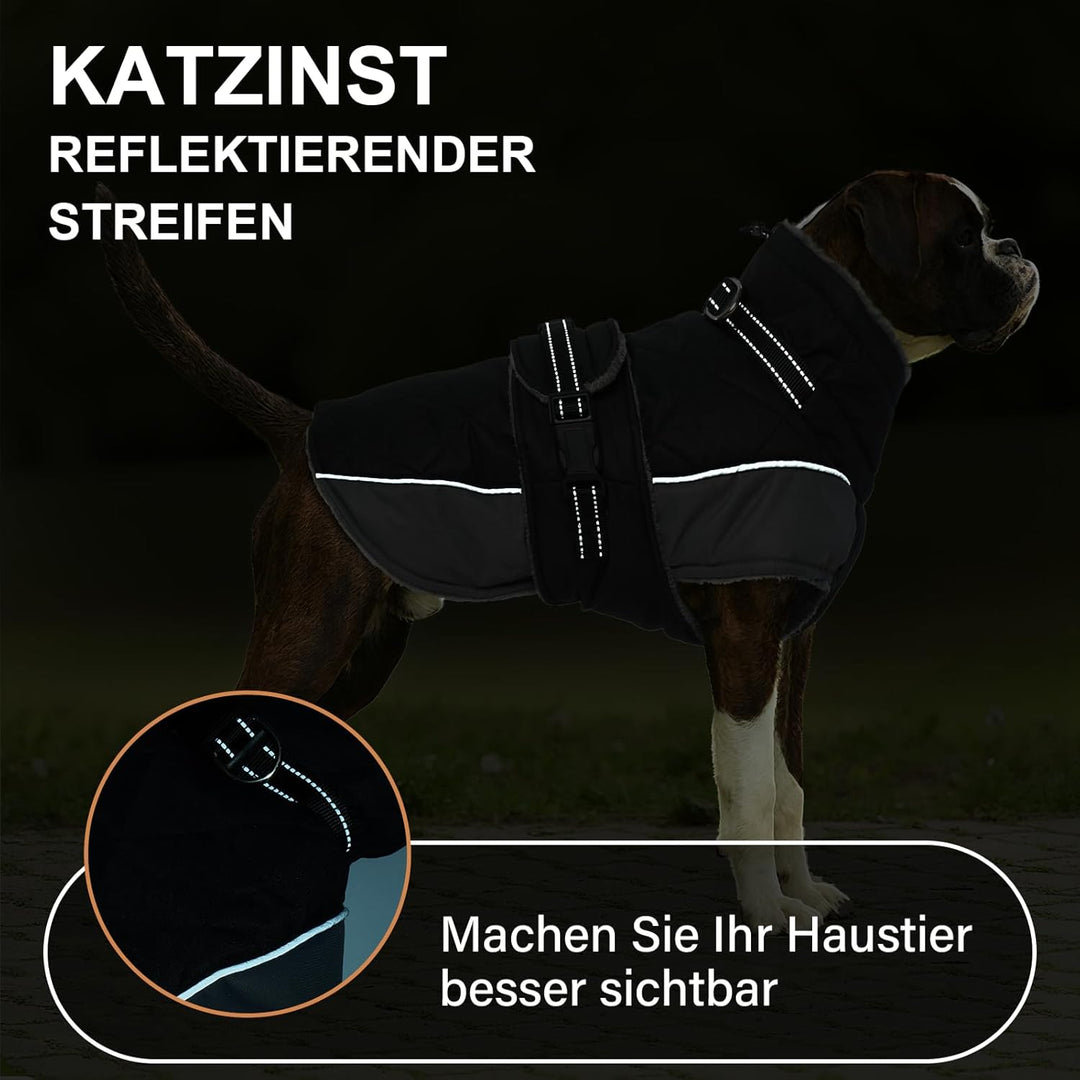 Wintermantel Hund M, Wintermantel Hunde mit Hohem Kragen, Warmer Hundejacke mit D-Ring für Cocker Sp