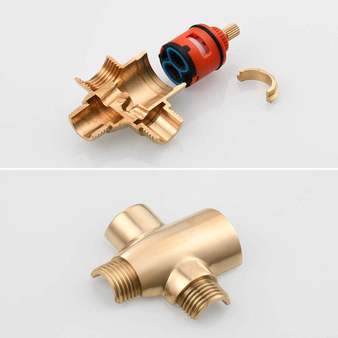 Tecmolog Umstellventil Dusche 3 Wege 1/2" Messing Absperrventil Dusche T Adapter für Handbrause DSF0