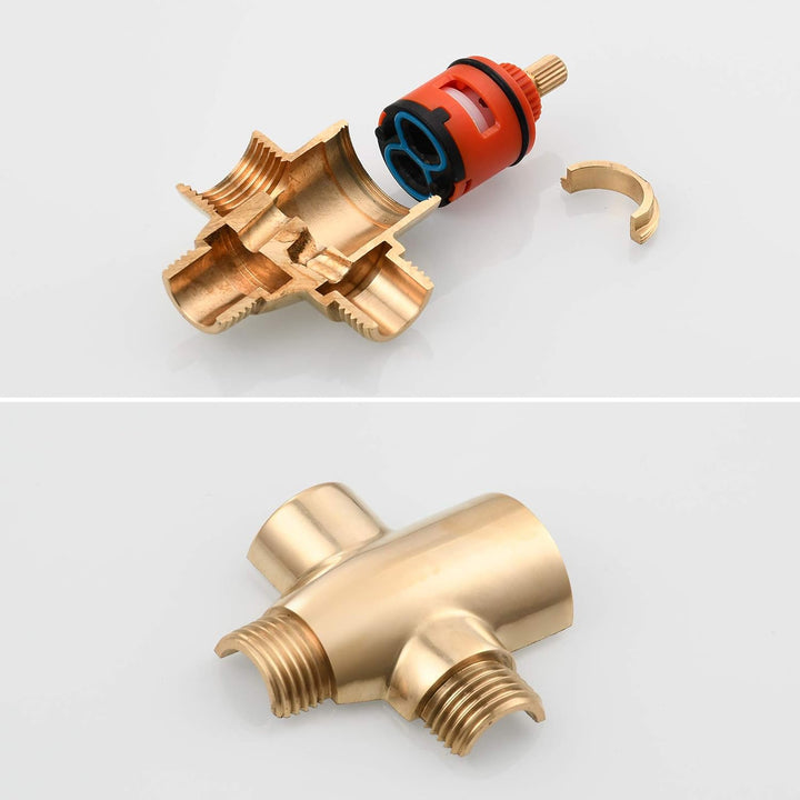 Tecmolog Umstellventil Dusche 3 Wege 1/2" Messing Absperrventil Dusche T Adapter für Handbrause DSF0